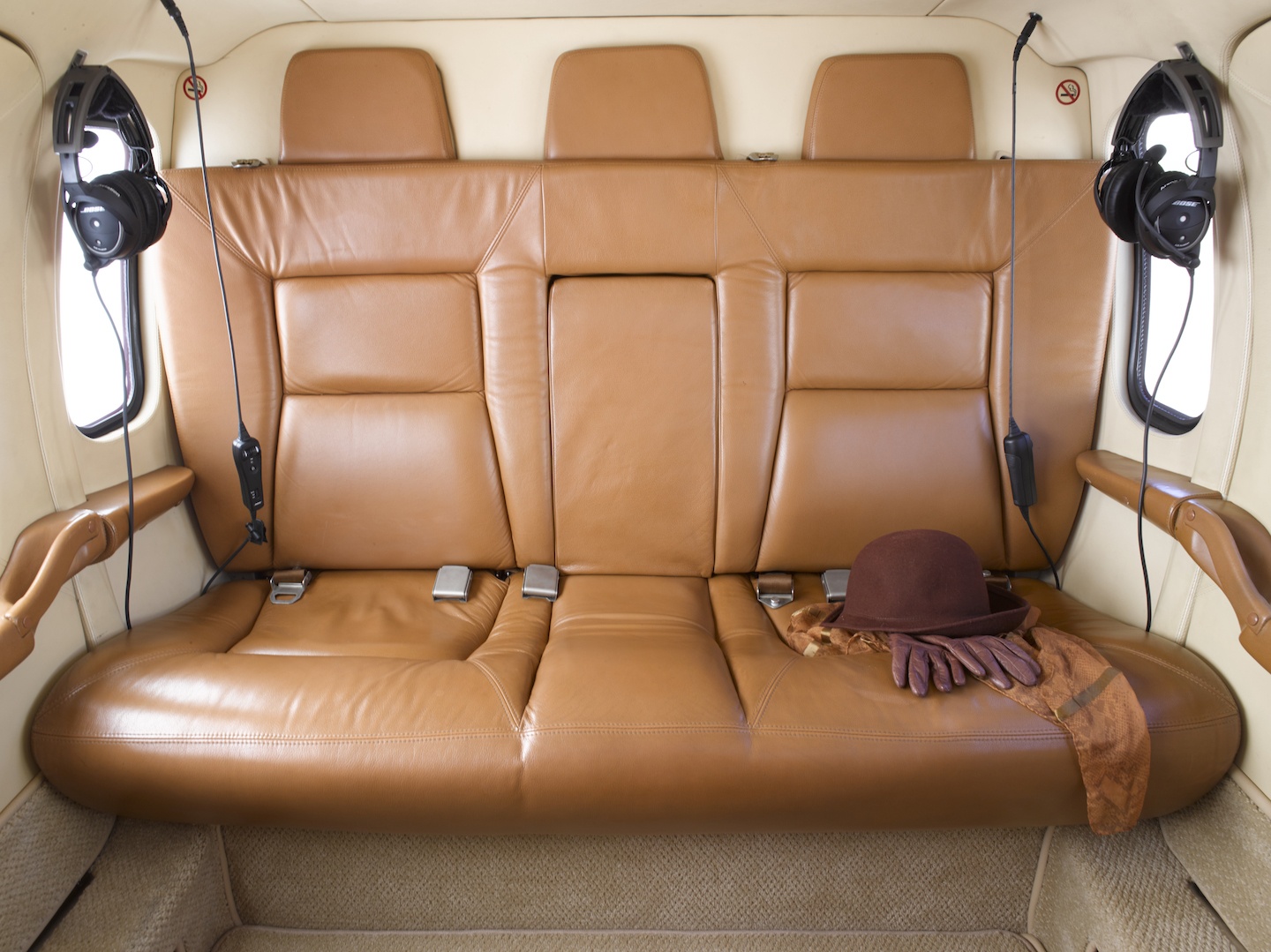 Luxurious leather seats in the 1999 Agusta A109E SN 11057 helicopter on Freestream